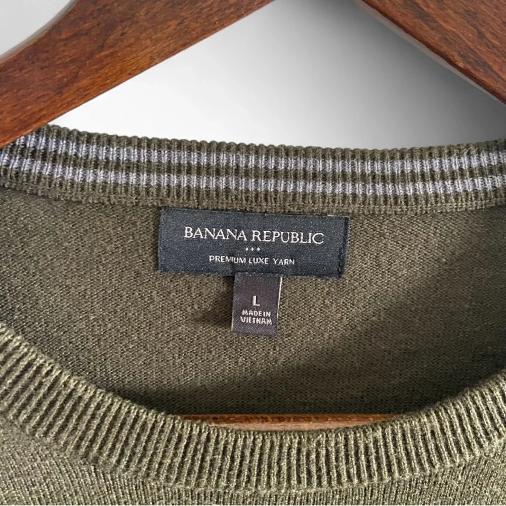 Banana Republic Colorblock Mens Striped Cashmere Silk Cotton Blend Sweater Large